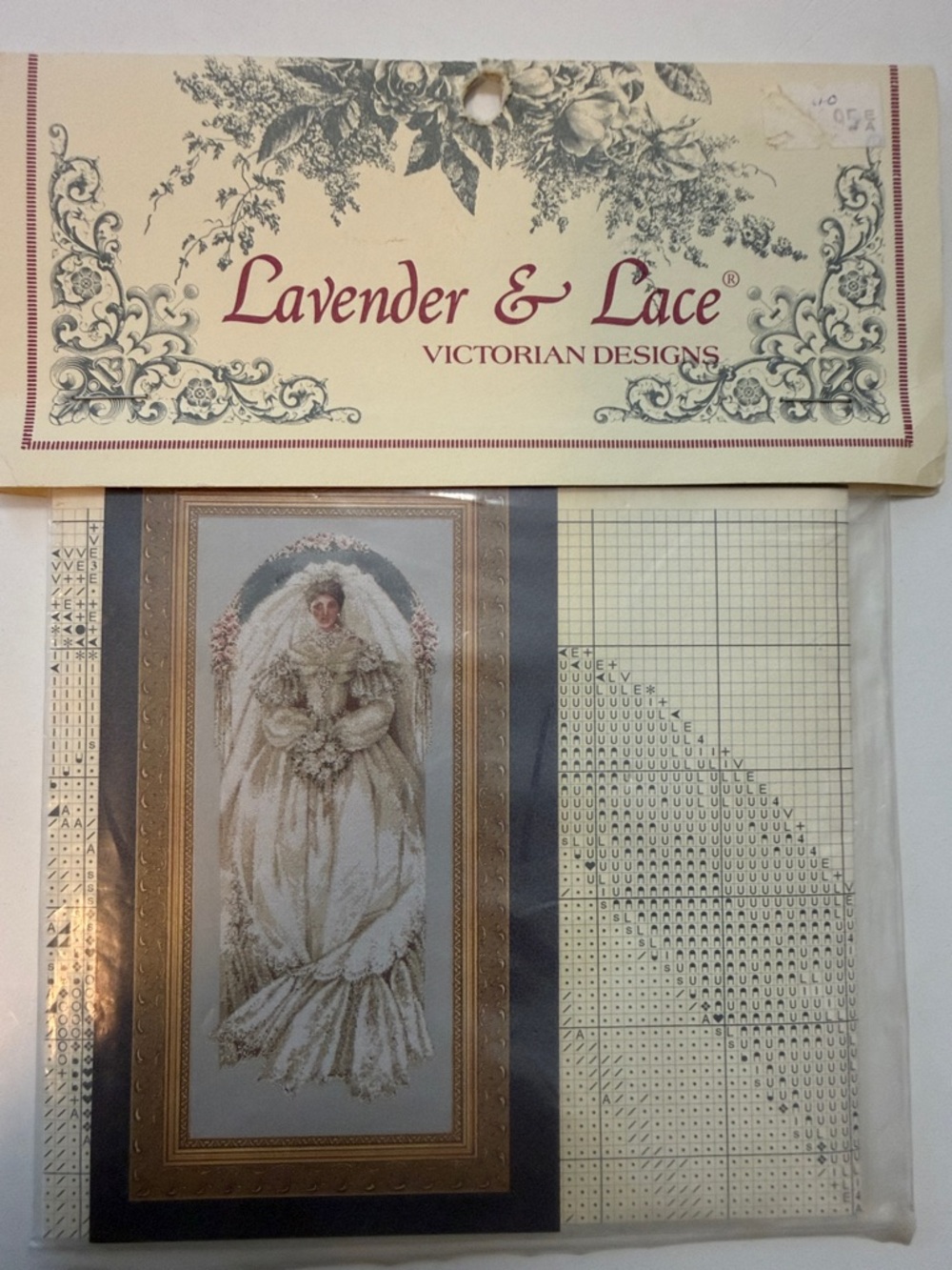 Lavender & Lace Victorian Bride Cross Stitch Pattern - White Lace